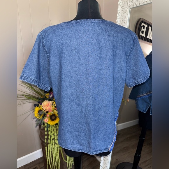 Denim Fringe Blouse - Picture 3 of 9